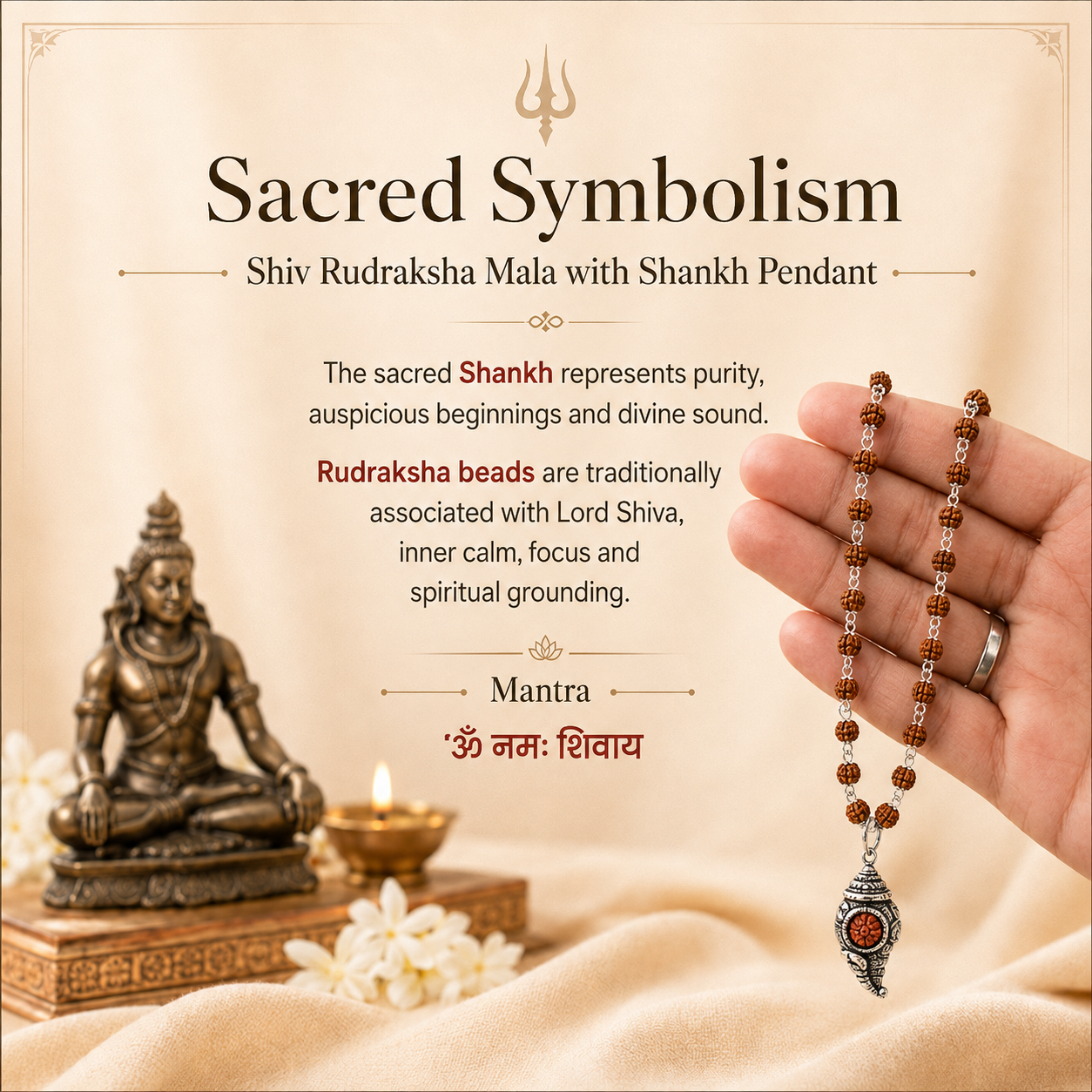 Shiv Rudraksha Mala with Shankh Pendant