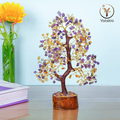 Citrine and Amethyst Tree 10-12" Natural Healing Crystals Home Decor