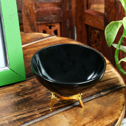 Handcrafted Black Tourmaline Crystal Bowl for Healing and Home Decor