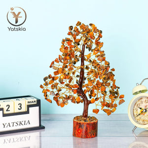 Tiger Eye Crystal Stone Tree for Healing and Balancing Energy