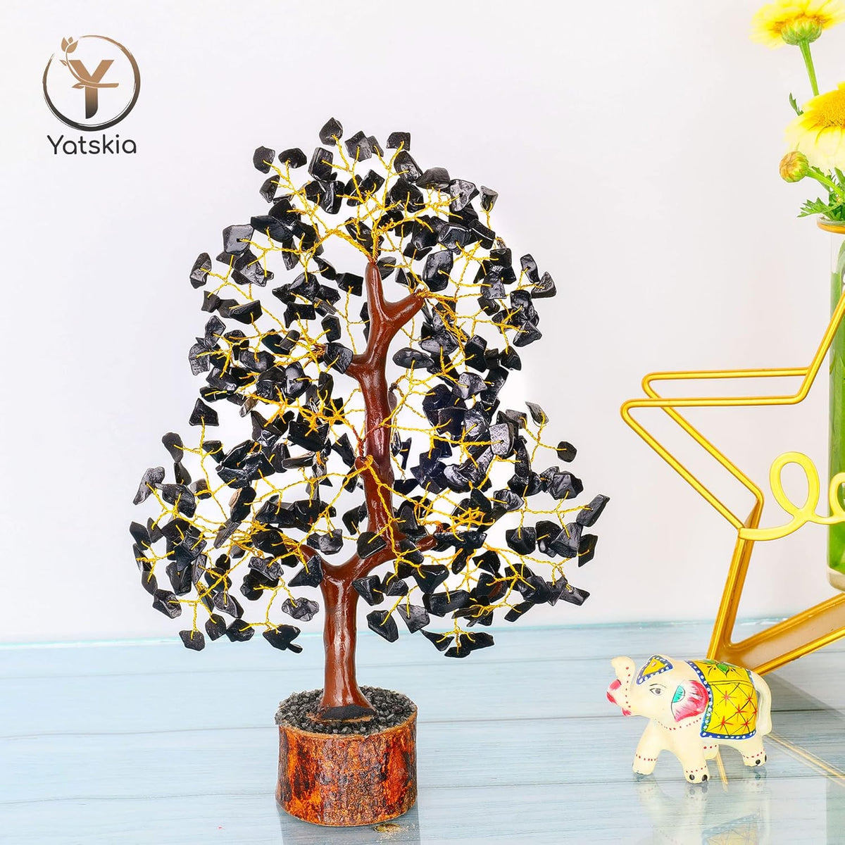 Black Tourmaline Crystal Tree - Chakra Tree