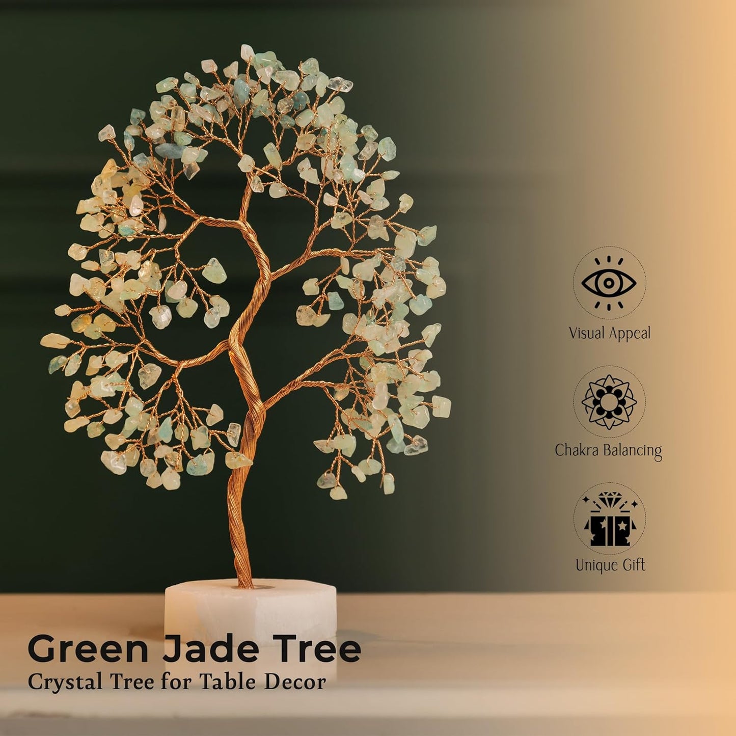 Green Aventurine Gemstone Tree Handcrafted Crystal Tree for Luck, Prosperity