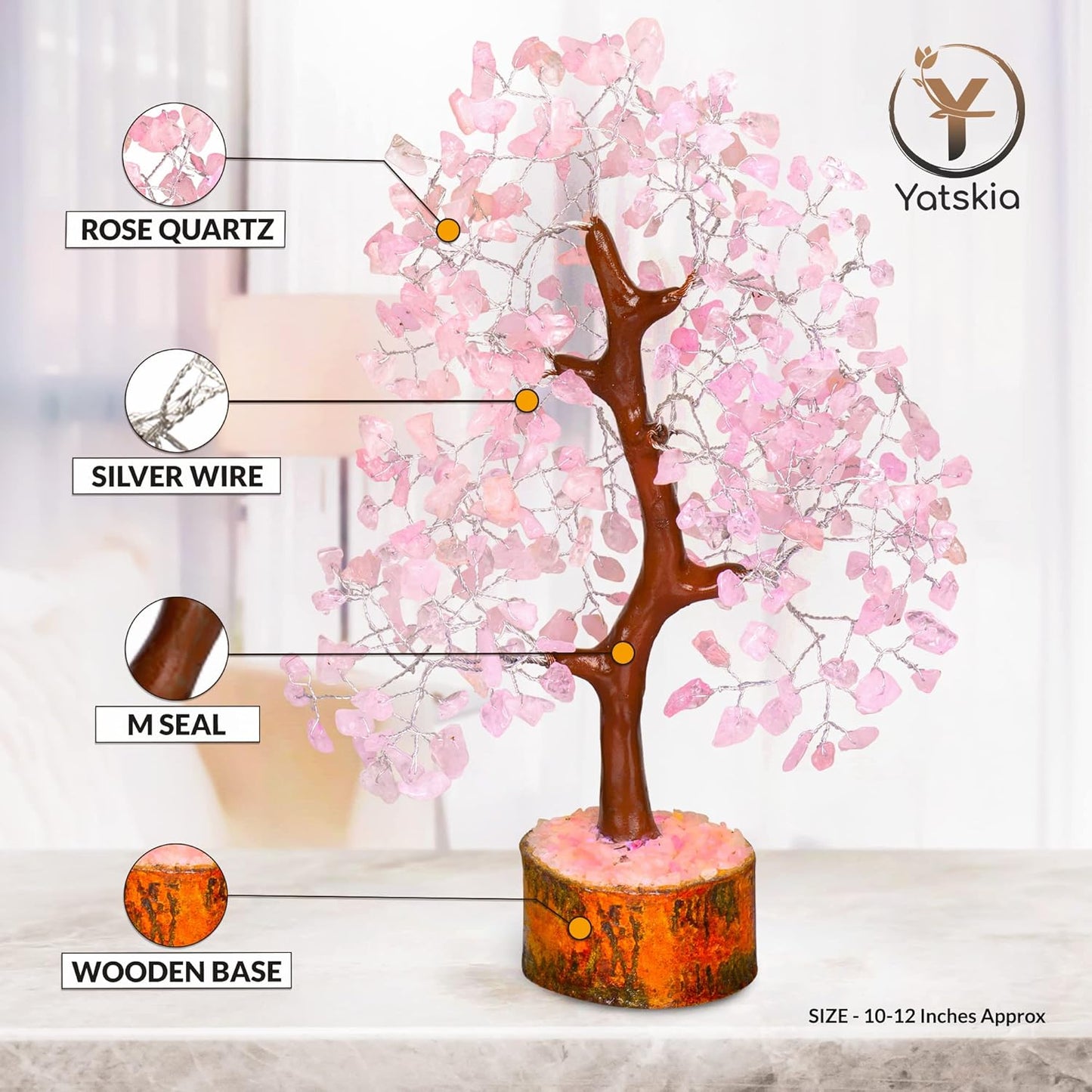 Rose Quartz Tree ,Healing Crystal Decor, Feng Shui Crystal Tree