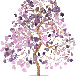 Rose Quartz Amethyst Gemstone Tree Handcrafted Healing Crystal Tree