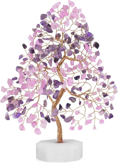 Rose Quartz Amethyst Gemstone Tree Handcrafted Healing Crystal Tree