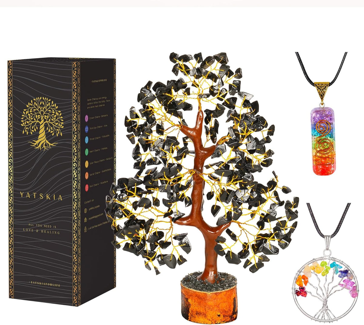 Black Tourmaline Crystal Tree - Chakra Tree