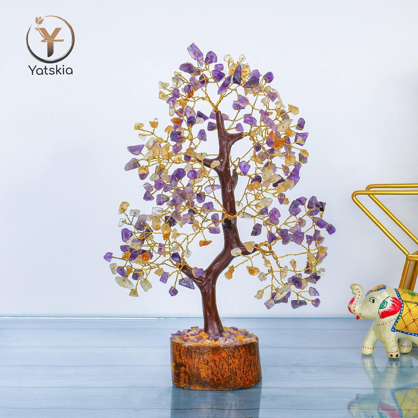 Citrine and Amethyst Tree 10-12" Natural Healing Crystals Home Decor