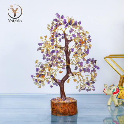 Citrine and Amethyst Tree 10-12" Natural Healing Crystals Home Decor