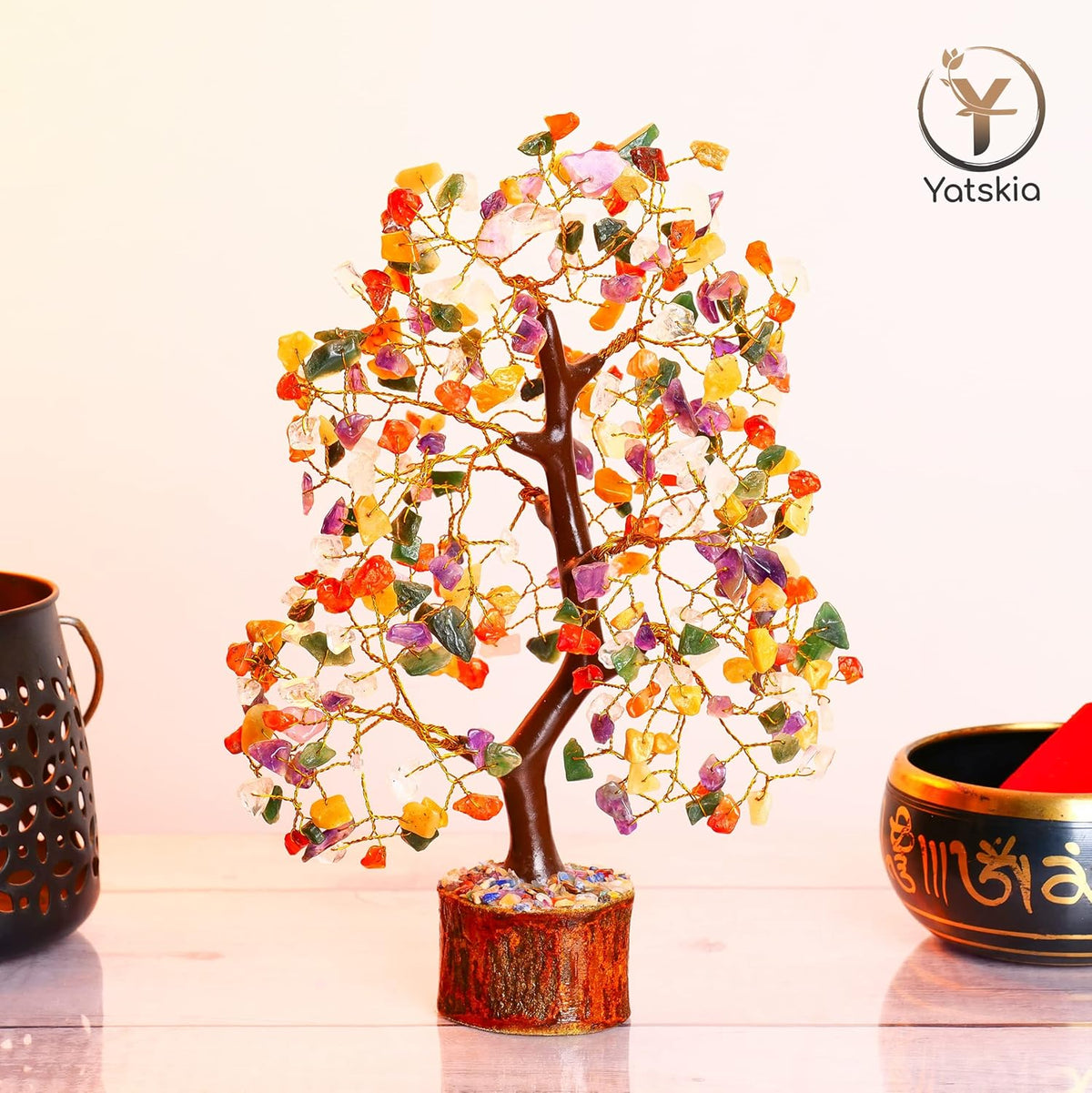 Mix Chakra Crystal Tree with Healing Pendant