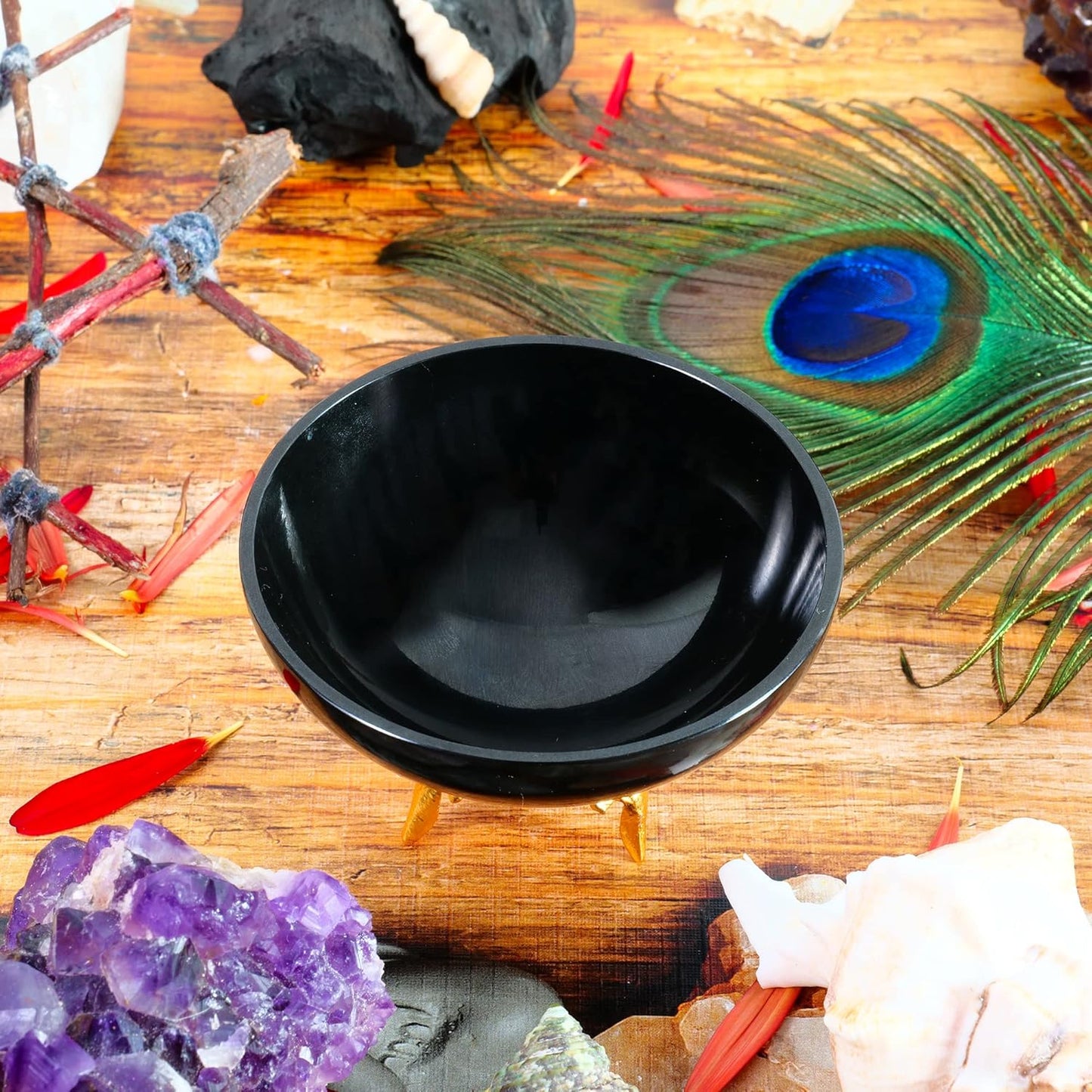 Handcrafted Black Tourmaline Crystal Bowl for Healing and Home Decor