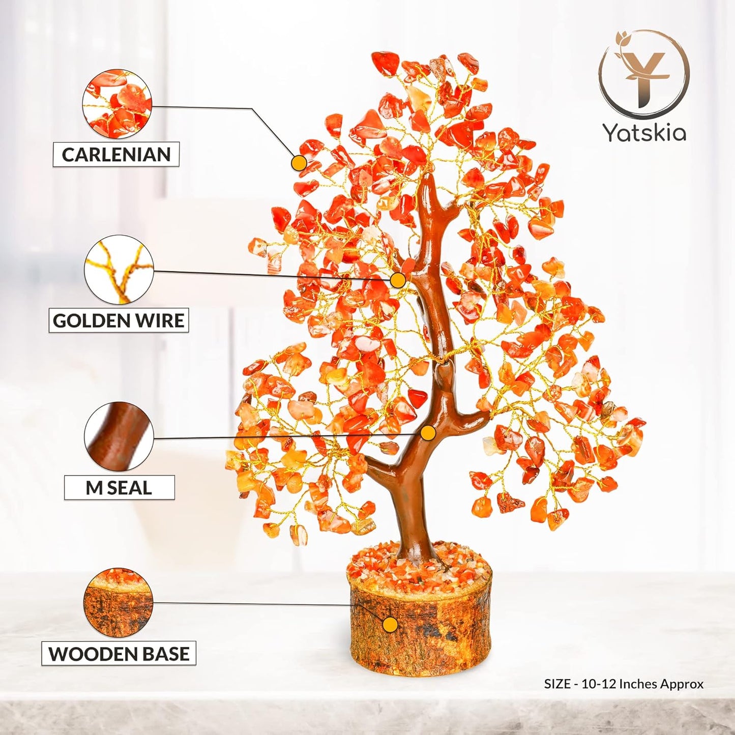 Carnelian Gemstone Tree - 10-12" Natural Healing Crystals Home Decor