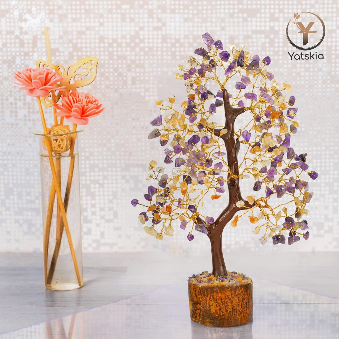 Citrine and Amethyst Tree 10-12" Natural Healing Crystals Home Decor