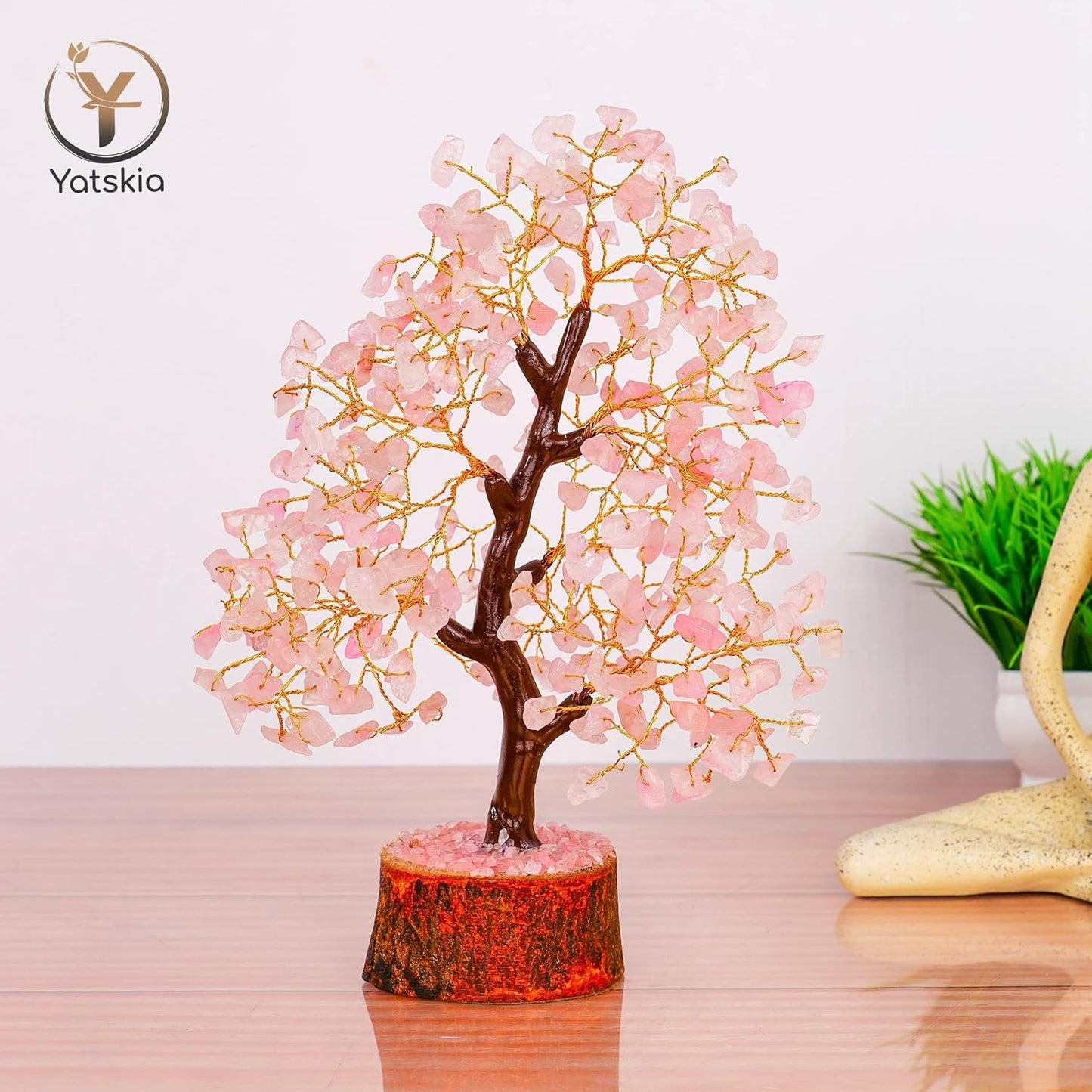 Rose Quartz Gemstone Tree Healing Crystals for Love and Positive Energy