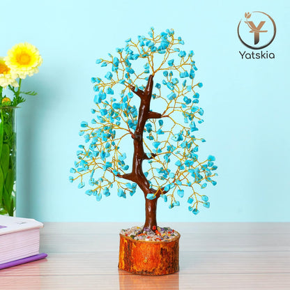 Turquoise Gemstone Crystal Tree Spiritual Gift for Home Decor