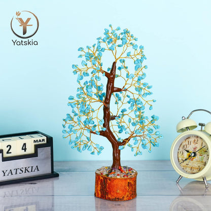 Turquoise Gemstone Crystal Tree Spiritual Gift for Home Decor