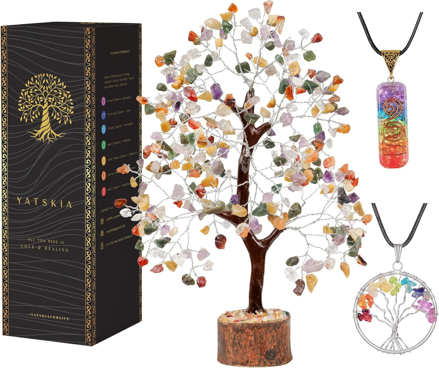 Seven Chakra Gemstone Tree Natural Healing Crystals for Unique Home Decor