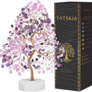 Rose Quartz Amethyst Gemstone Tree Handcrafted Healing Crystal Tree