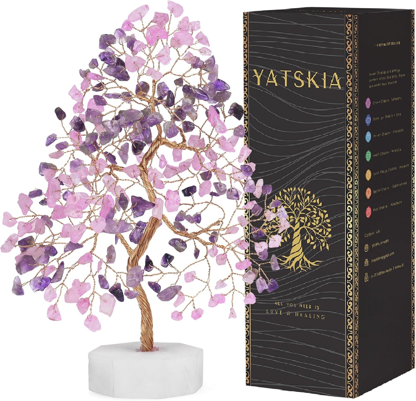 Rose Quartz Amethyst Gemstone Tree Handcrafted Healing Crystal Tree