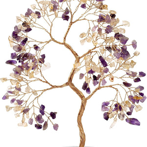 Citrine & Amethyst Gemstone Tree Handcrafted Healing Crystal Tree