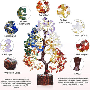 Seven Chakra Gemstone Tree Healing Crystals for Balance Positive Vibes