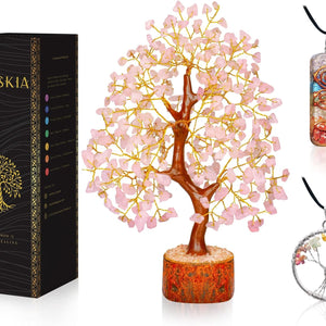 Rose Quartz Gemstone Tree Healing Crystals for Love and Positive Energy