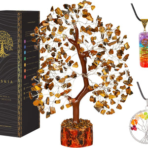 Tiger Eye Gemstone Tree Healing Crystals for Strength Positive Energy