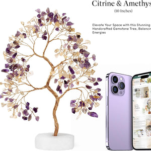 Citrine & Amethyst Gemstone Tree Handcrafted Healing Crystal Tree