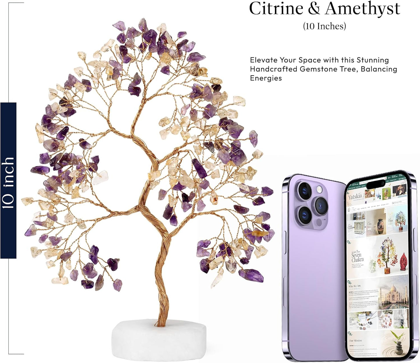 Citrine & Amethyst Gemstone Tree Handcrafted Healing Crystal Tree