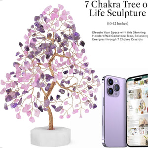 Rose Quartz Amethyst Gemstone Tree Handcrafted Healing Crystal Tree