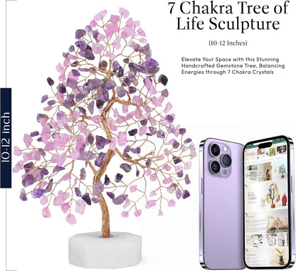 Rose Quartz Amethyst Gemstone Tree Handcrafted Healing Crystal Tree