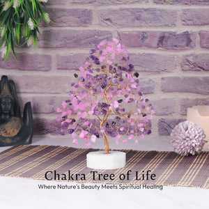Rose Quartz Amethyst Gemstone Tree Handcrafted Healing Crystal Tree