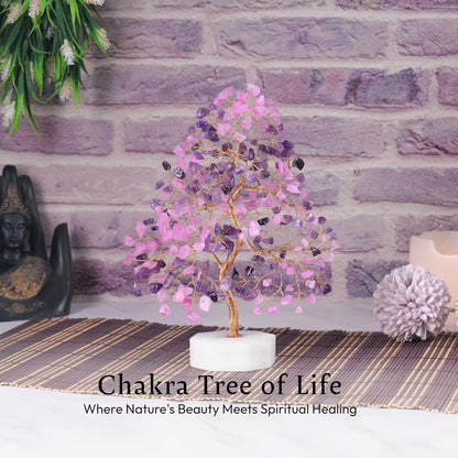 Rose Quartz Amethyst Gemstone Tree Handcrafted Healing Crystal Tree