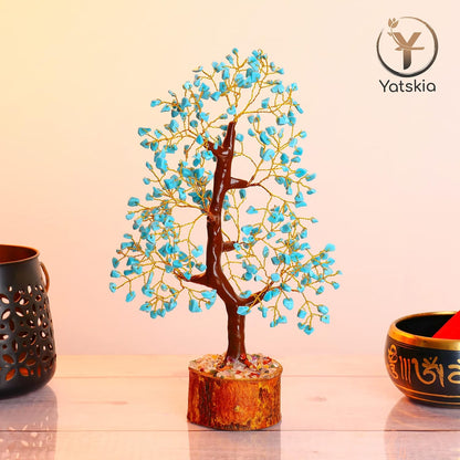 Turquoise Gemstone Crystal Tree Spiritual Gift for Home Decor