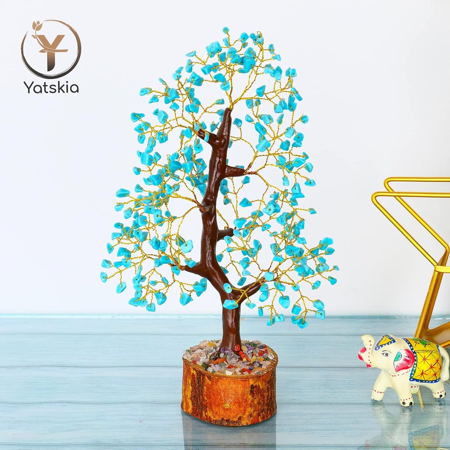 Turquoise Gemstone Crystal Tree Spiritual Gift for Home Decor