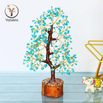 Turquoise Gemstone Crystal Tree Spiritual Gift for Home Decor