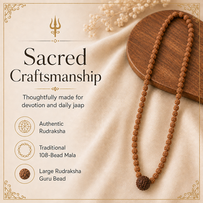 108-Bead Rudraksha Mala with Guru Bead