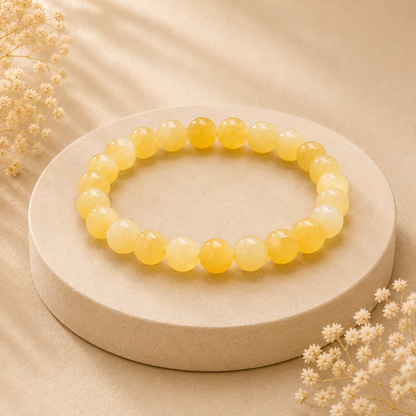 Yellow Aventurine Crystal Bracelet (Bead Size: 8mm, Length: 6-7 Inch)