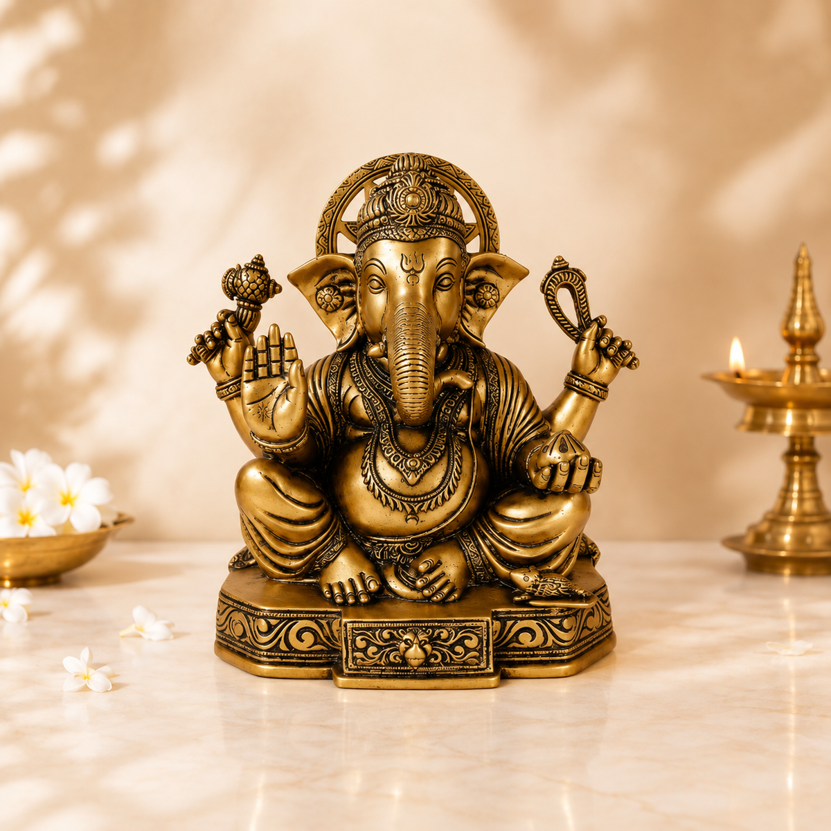 Handcrafted Antique Brass Ganesha Idol