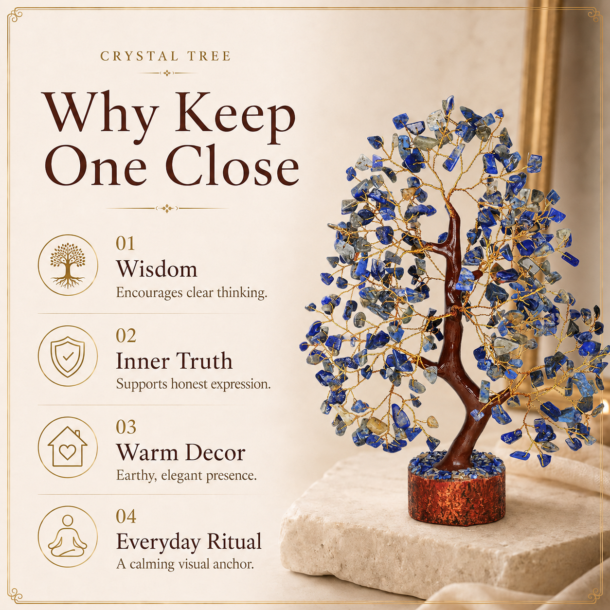Buy Lapis Lazuli Crystal Tree with Golden Wire