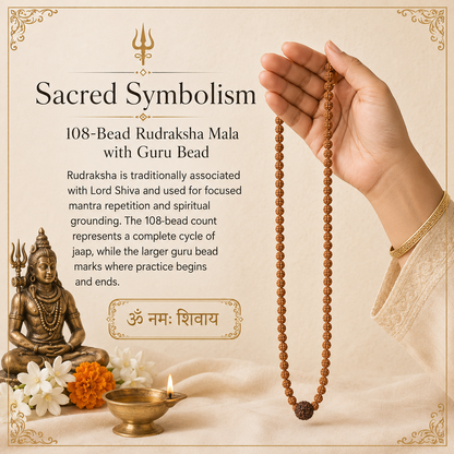 108-Bead Rudraksha Mala with Guru Bead
