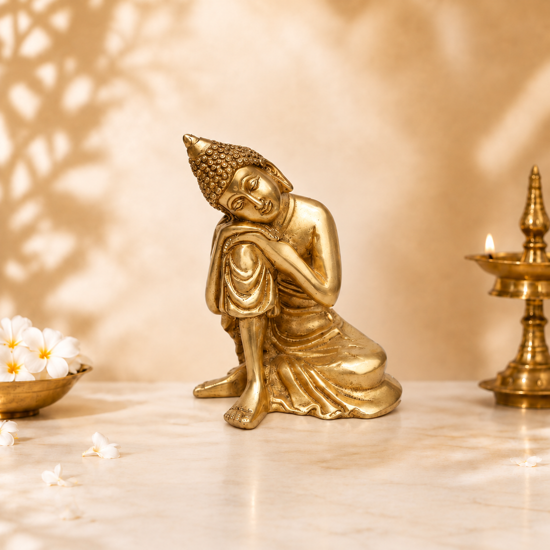 Handcrafted Brass Resting Buddha Idol