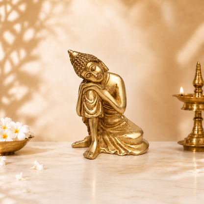 Handcrafted Brass Resting Buddha Idol