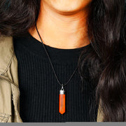 Carnelian Crystal Pencil Pendant For Enhance Courage and Passion