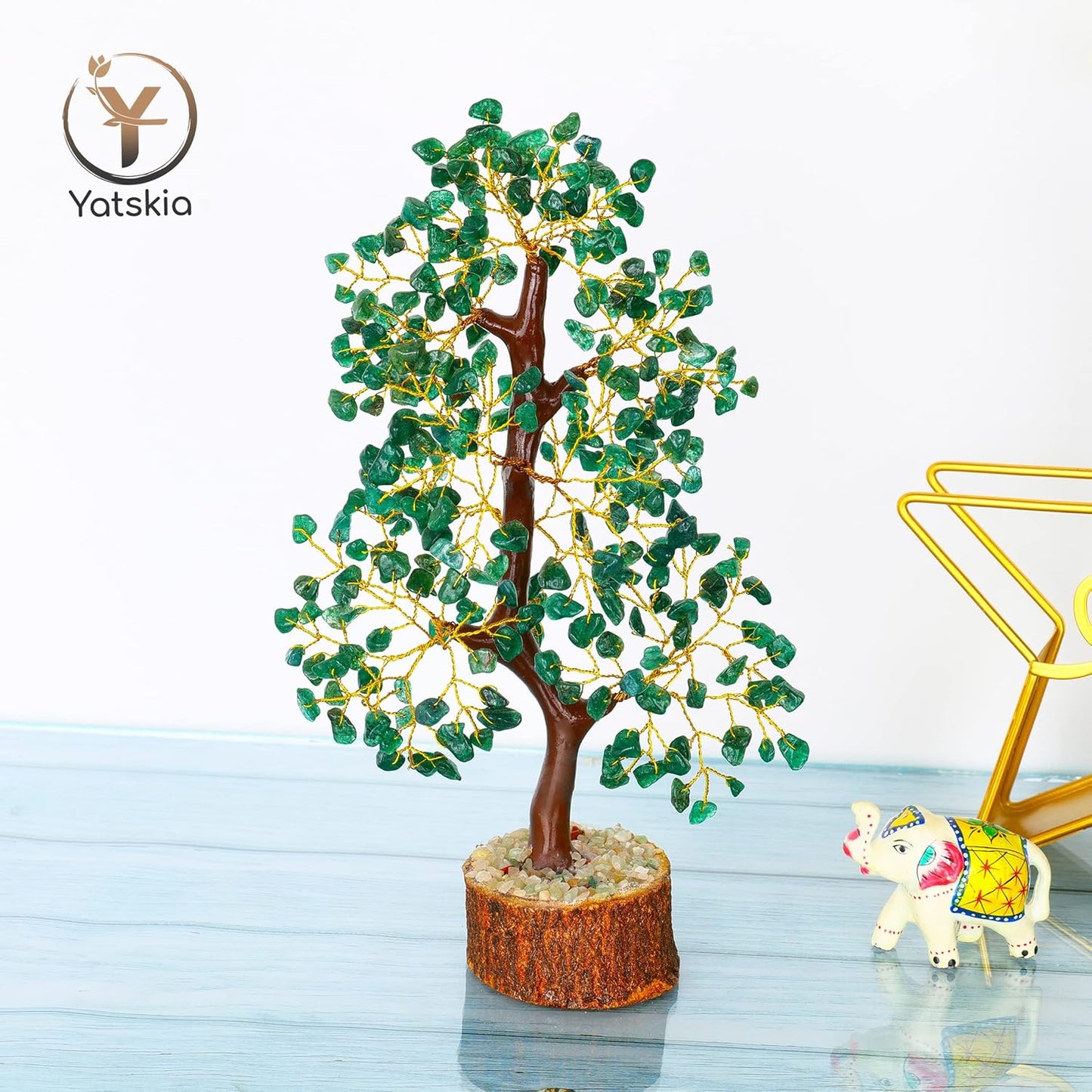 Green Aventurine Gemstone Crystals Chakra Tree for Unique Home Decor