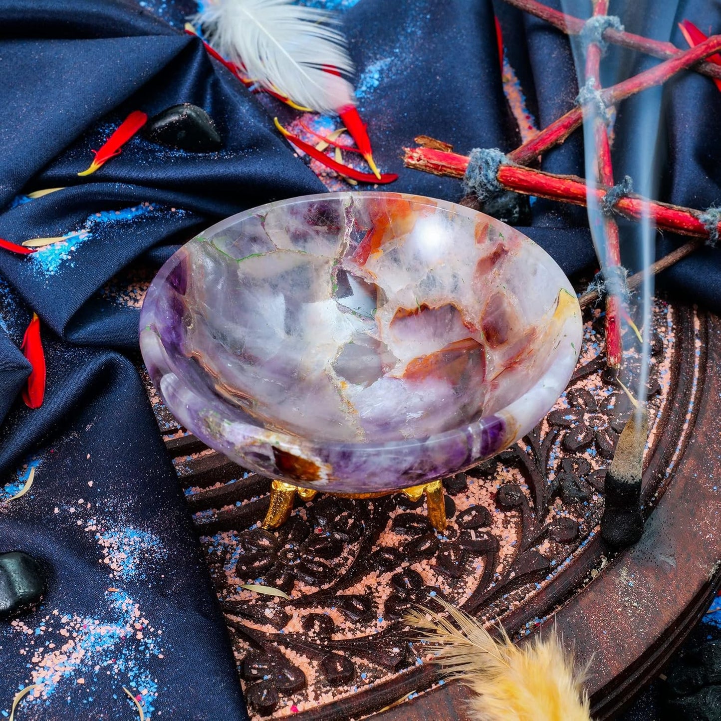 Handcrafted Amethyst Crystal Bowl for Healing and Home Decor 2 inch