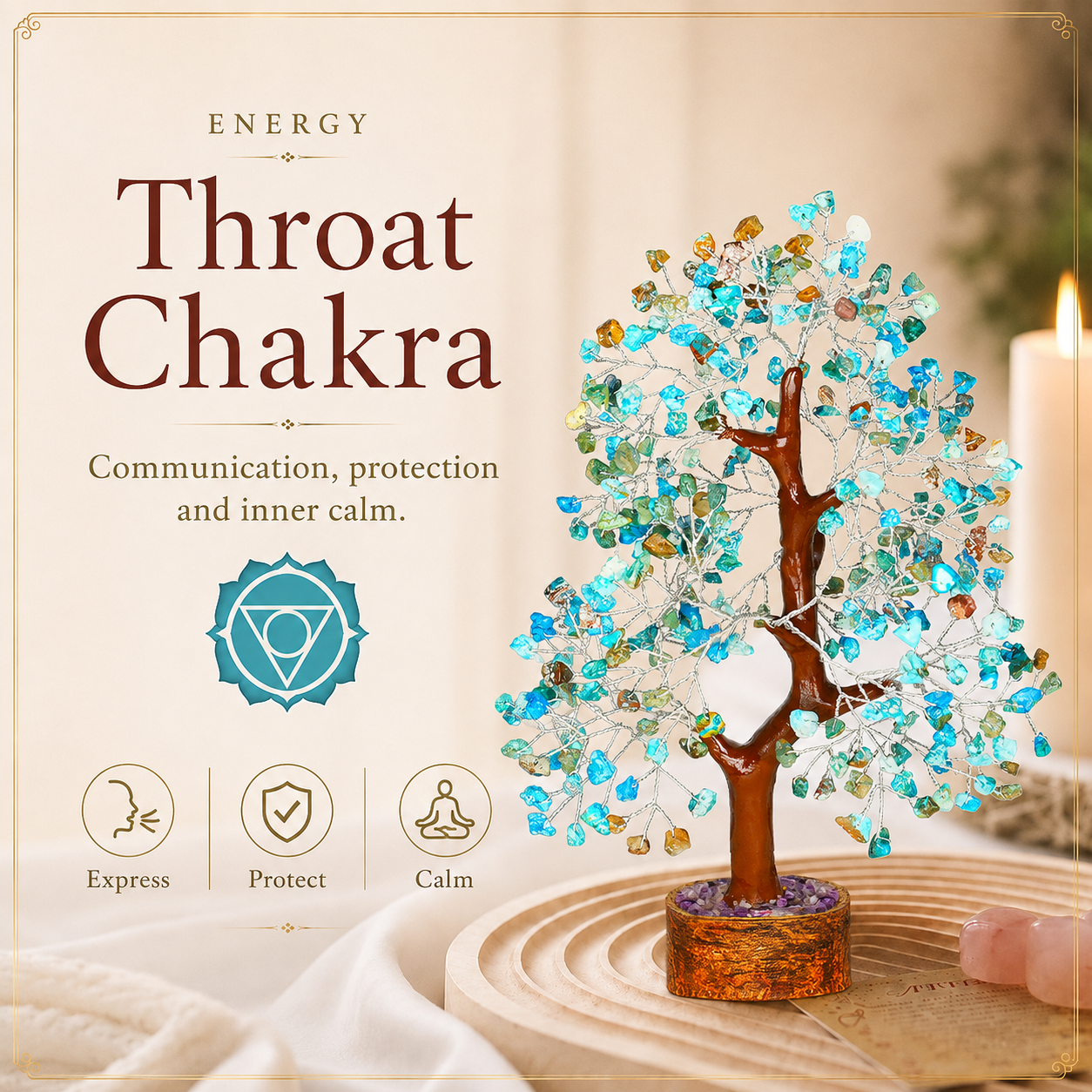Turquoise Crystal Tree with Silver Wire
