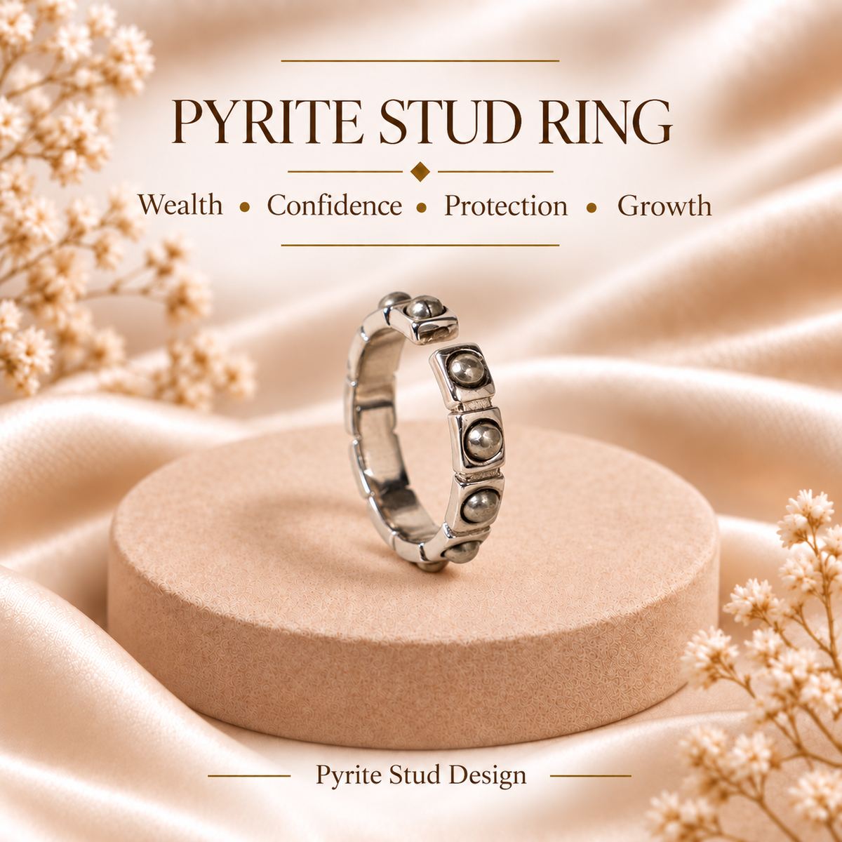 Pyrite Stud Ring