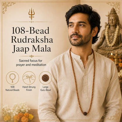 108-Bead Rudraksha Mala with Guru Bead
