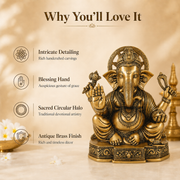 Handcrafted Antique Brass Ganesha Idol