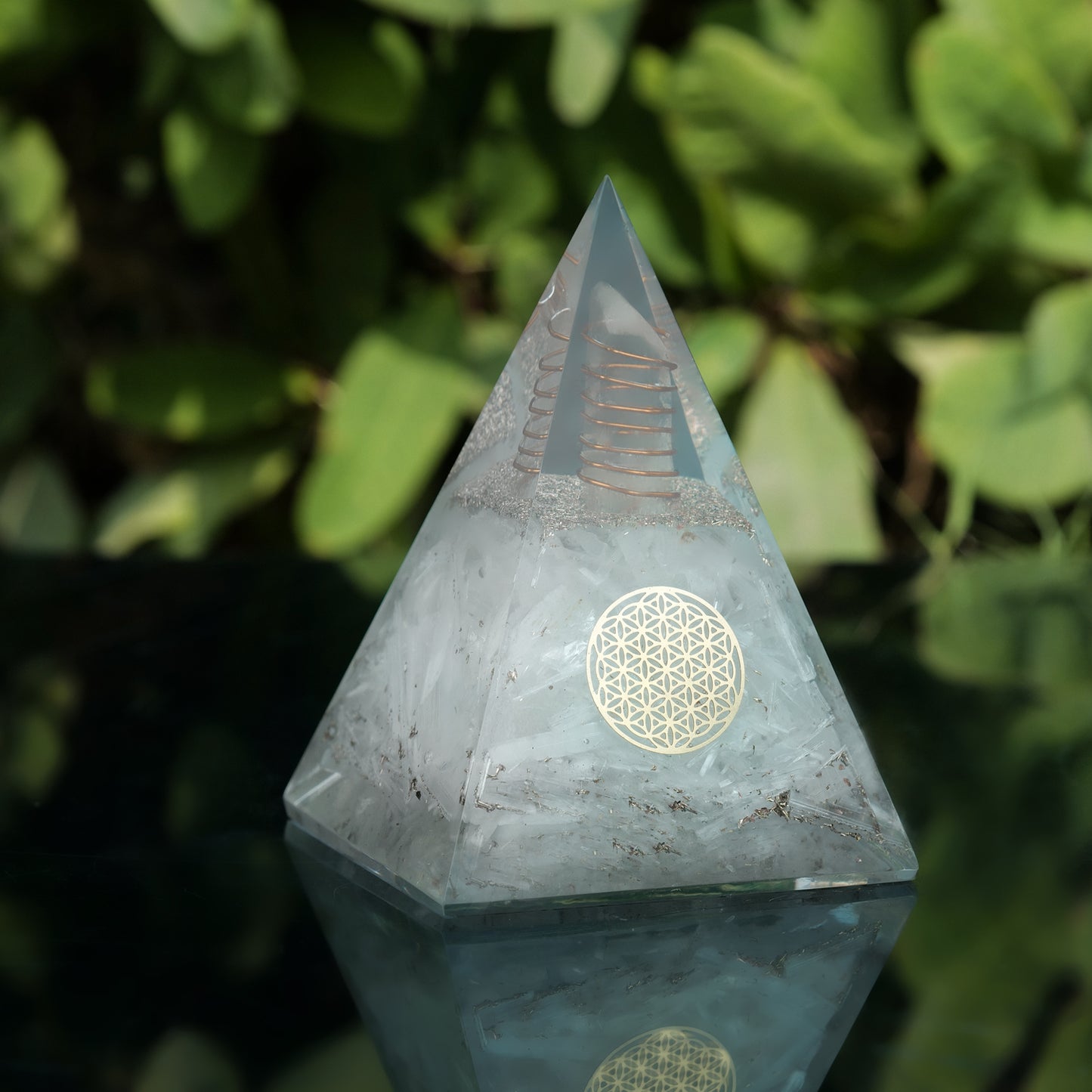 Selenite Orgone Crystal Pyramid For Meditation & Emf Protection